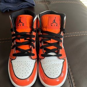 Orange black white Jordan 1 mid GS